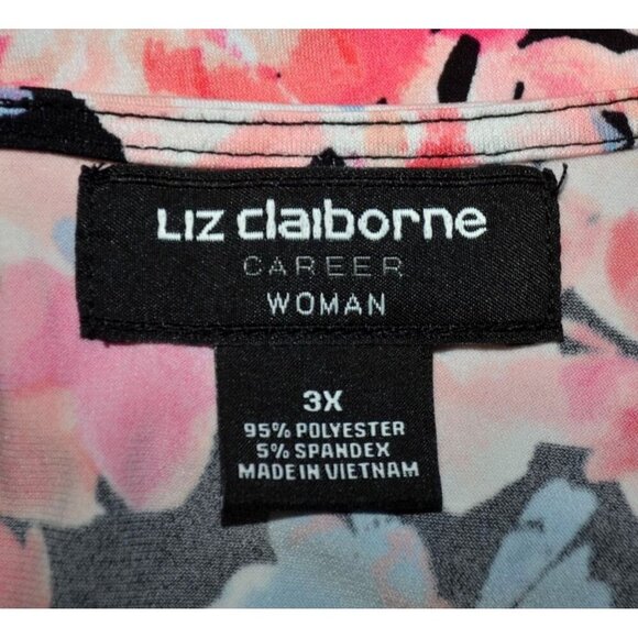 Liz Claiborne Career Women's Pink Floral Short Sleeve Blouse Top Plus Size 3X Fa - Picture 8 of 9